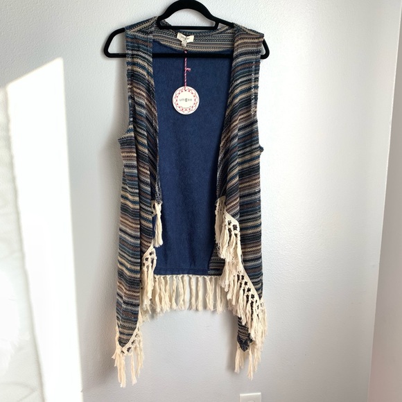 Umgee | Boho Crochet Fringe Duster Cardigan Vest